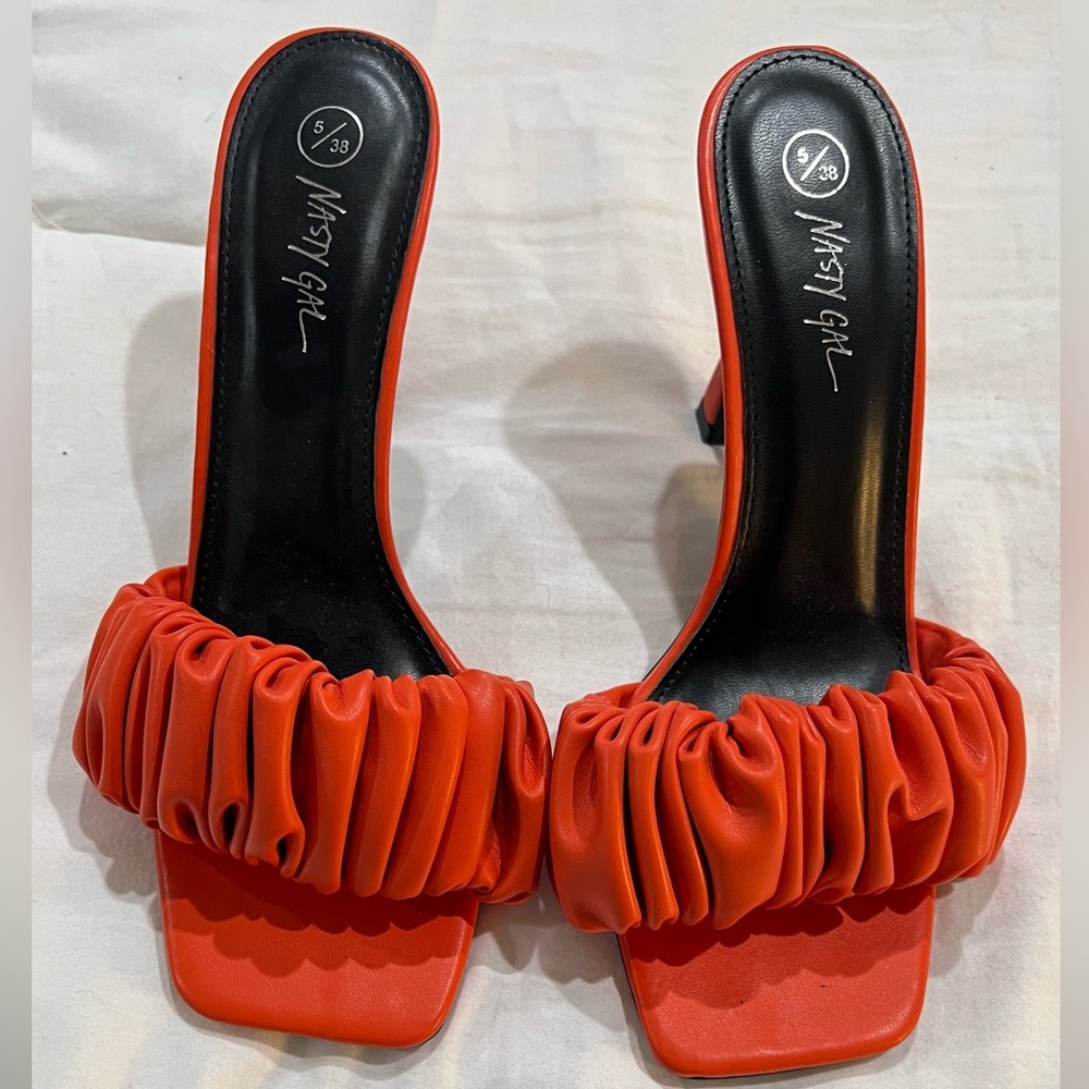 NASTY GAL faux leather ruched mule